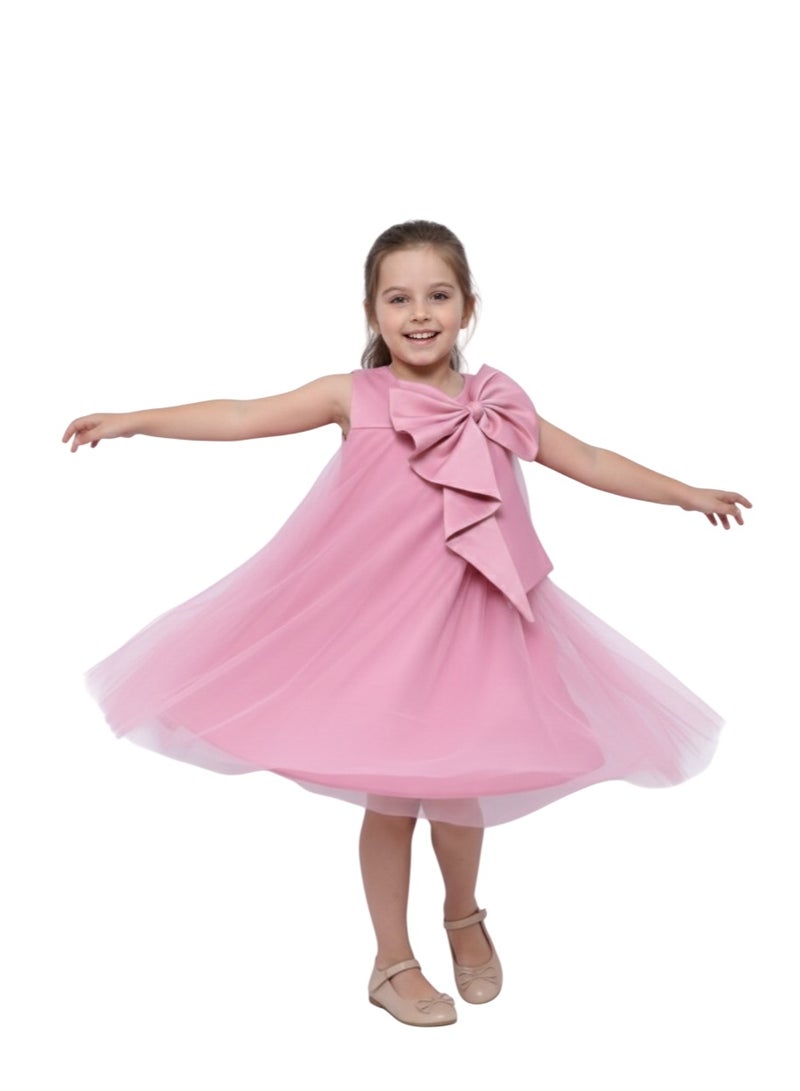 D'Daniela Pink Bow Tulle Dress - Image 2